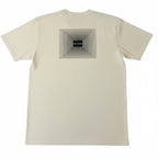 Bone cotton T-shirt with large square back geometric logo print