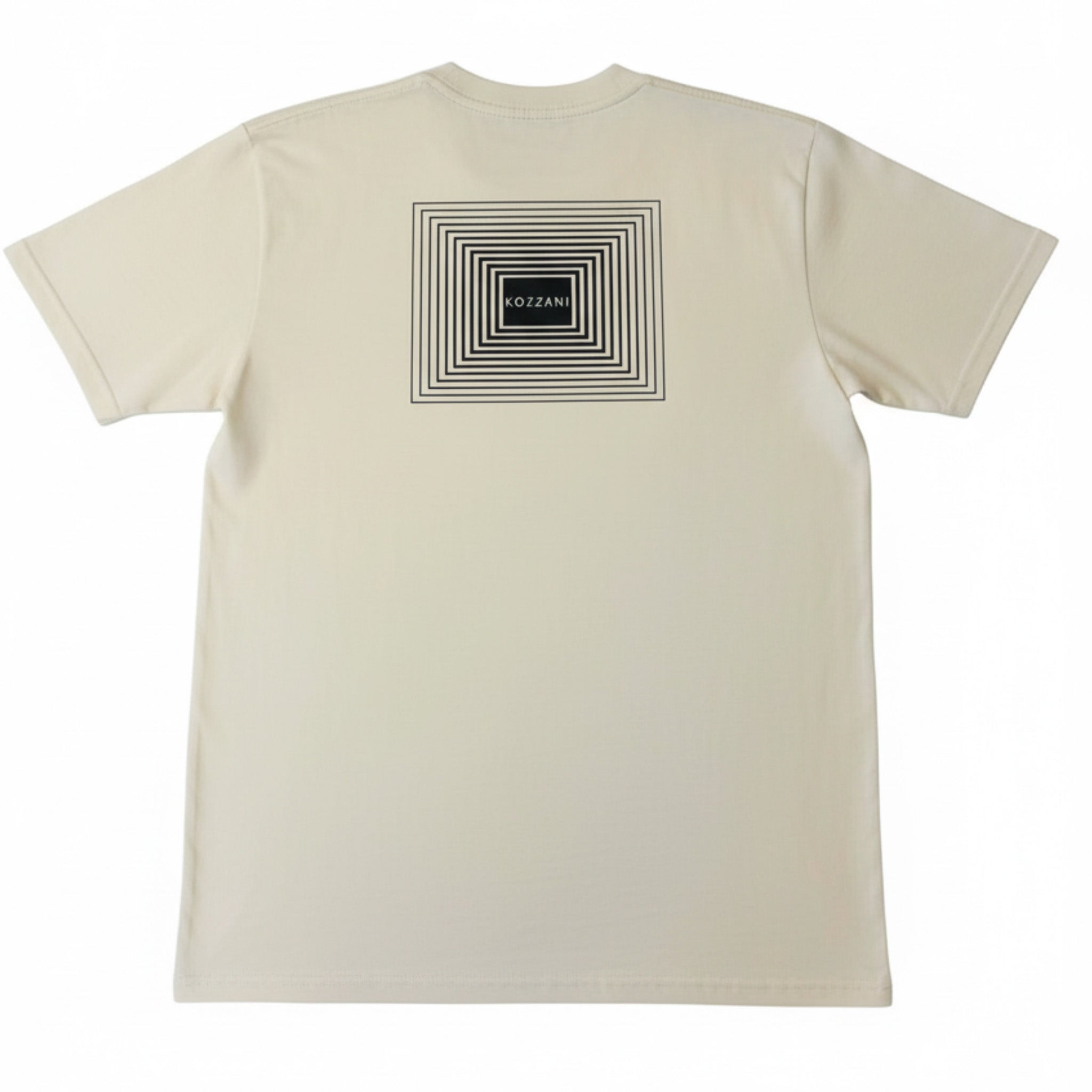 Bone cotton T-shirt with large square back geometric logo print