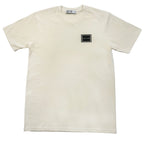 Bone cotton T-shirt with small square chest logo patch