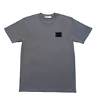 Gray cotton T-shirt with small square chest logo patch