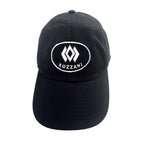 Black cap with oval KOZZANI logo embroidery centered on the crown