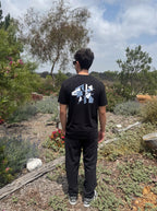 Black crew-neck T-shirt with large back graphic print